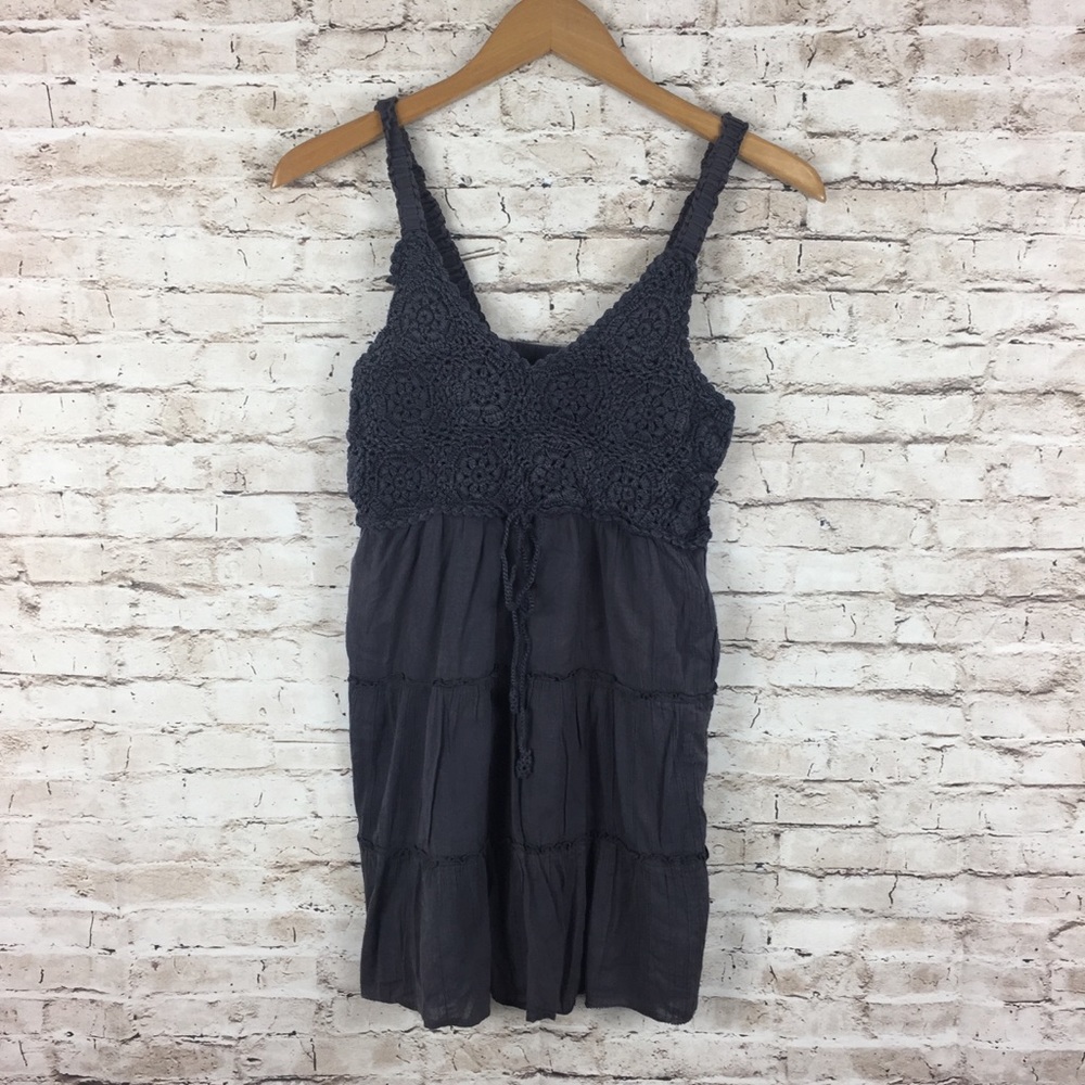 Athleta Blue Gray Crochet Cute Flowy Tank Top